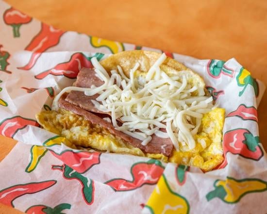 Turkey Bacon and Egg Taco.