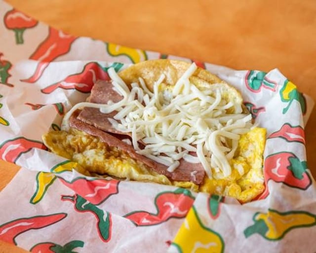 Turkey Bacon and Egg Taco.